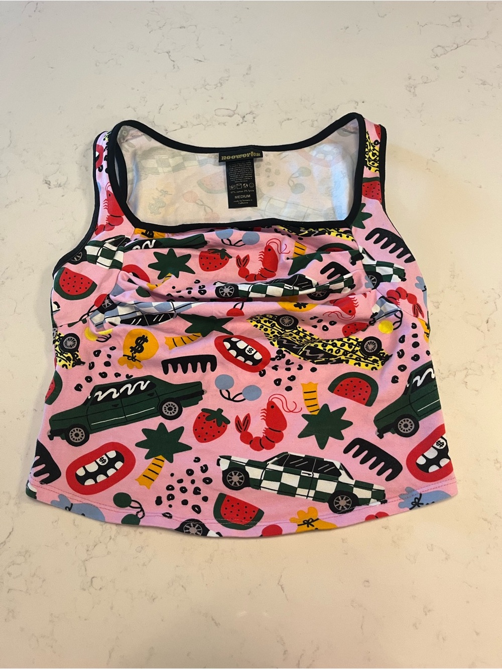 NOOWORKS "Roll Out" Ruched Crop Tank Top - Size M - EUC - Picture 2 of 7